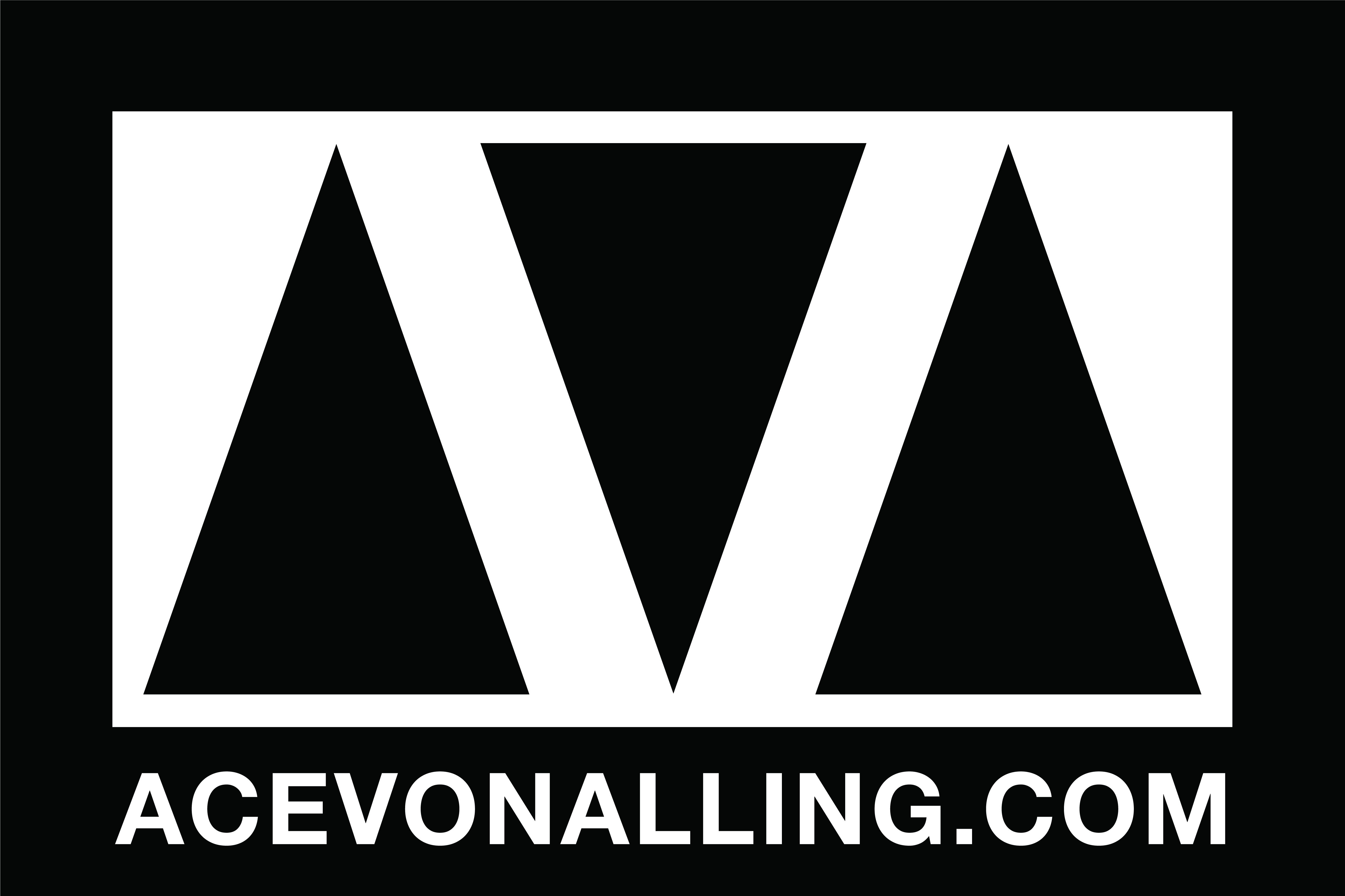 Ace von Alling Logo, three isosceles triangles arranged to mimic the shape of AVA surrounded by a black border
